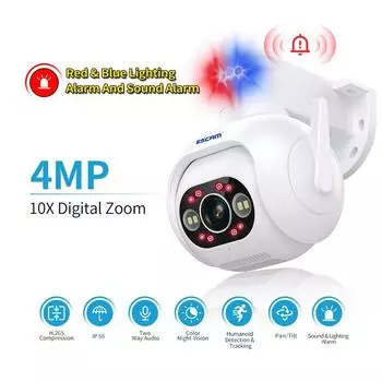 Escam 4MP наружное наблюдение 2,4 ГГц WIFI Беспроводная Netcam домашняя камера видеонаблюдения 10-кратная цифровая камера с зумом