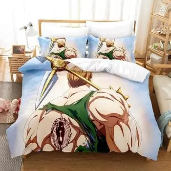 Escanor The Seven Deadly Sins Комплект постельного белья Single Twin Full Queen King Size Комплект постельного белья для взрослых и детей, комплект пододеяльников 3D Anime 135X200cm-2pcs
