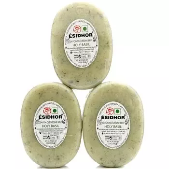 Esidhor Tulsi Holy Basil Savon, Натуральное отшелушивающее мыло для мужчин и женщин — упаковка из 3 шт. 80g x 3