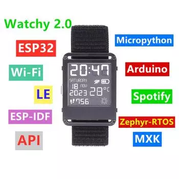ESP32 Smartwatch Open Source Программируемые часы WiFi 1,54 Дисплей Экран Подключение через Bluetooth-совместимый