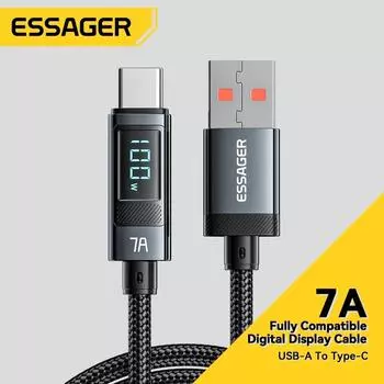 Essager 100 Вт USB Type C кабель для быстрой зарядки для Macbook Pro Xiaomi Samsung Super Charge 7A USB C зарядное устройство кабель для передачи данных провод 1m серый