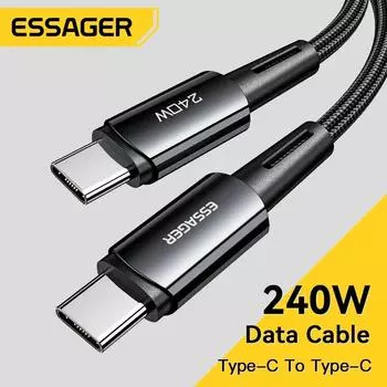 Essager 240 Вт, сверхбыстрая зарядка Type-C, 67 Вт, USB-кабель для быстрой зарядки 6A для Xiaomi 12Pro Redmi K50 Note 11Pro Black Shark 5Pro 1m чёрный