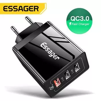 Essager 30 Вт Quick Charge 3,0 USB зарядное устройство QC3.0 QC Быстрое зарядное устройство с несколькими разъемами настенное зарядное устройство для мобильного телефона для IPhone Samsung Xiaomi Mi EU белый