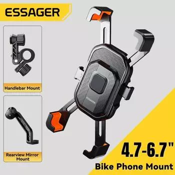 Essager Вращающийся на 360° держатель для телефона на электрический велосипед для iPhone Xiaomi Riding MTB Bike Motorcycle Stand Bracket Non-Slip Cycling Handlebar Mount чёрный