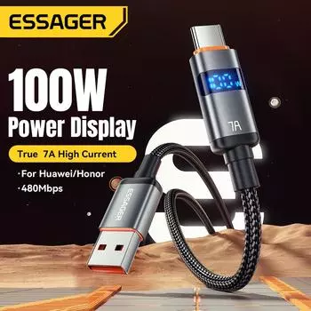 Essager 7A USB Type C кабель для iPhone 15 Pro Max 100 Вт/88 Вт быстрая зарядка USB C кабель для Xiaomi Huawei Honor OPPO Oneplus 1m