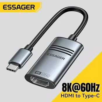 Essager HDMI-USB Type C адаптер для iPhone MacBook Pro Air IPad Samsung Galaxy 8K@60Hz 4K@120Hz/144Hz HD TV кабель конвертер HDMI to Type-C4K@30Hz