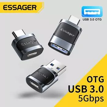 Essager Otg Type C к Usb Адаптер Micro Usb к Type C Otg Usb к адаптеру Type C для Macbook Xiaomi Huawei Samsung Разъем Otg TypeC to Micro Black