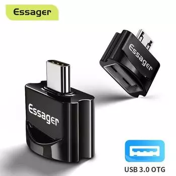 Essager OTG USB-адаптер типа C Micro USB Type-C конвертер «папа-USB-мама» для Macbook Samsung Xiaomi USB-C разъем OTG Micro to USB чёрный