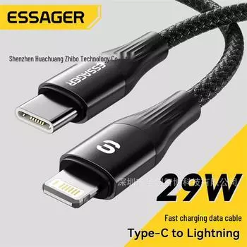 ESSAGER Speed Shadow PD29W Кабель для быстрой зарядки для телефонов и планшетов Apple 14 1m