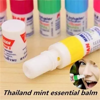 Essential Balm Со вкусом мяты Назальный ингалятор Головокружение с камфорой от насморка и укачивания 1 шт. 1 pc белый