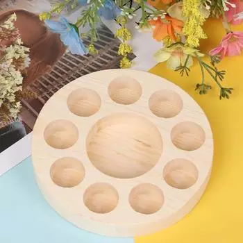 Essential Oil Display Stand Stable Space-saving Mini 9 Slots Round Wooden Essential Oil Shelf for Shopping Mall