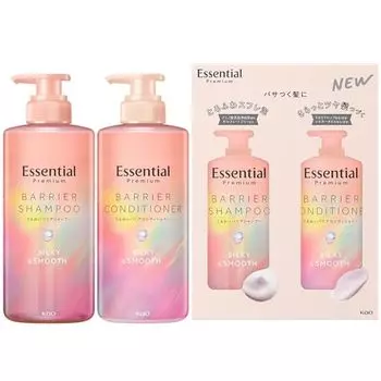 Essential Premium Moisture Barrier Shampoo Silky & Smooth Pump Set 900ml