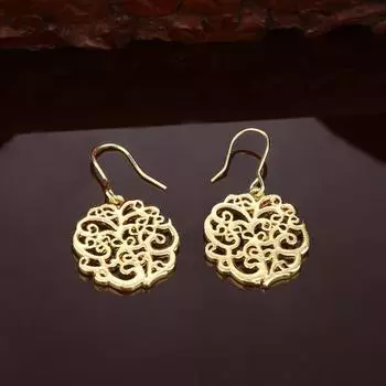 Позолоченные серьги-подвески Estele Mesh Design для женщин