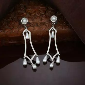 Серебряные серьги-капли Estele с оксидированным жемчугом для женщин