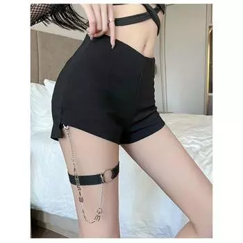 ET Jazz Dance Kpop Base Heels Shorts Sexy Style Tight High Waist Hot Pants Stretch Fashion Street Sweet Cool Black XL