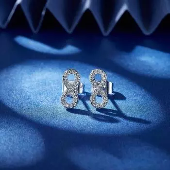 Eternal Design Zircon Stud Earrings Forever Copper Jewelry For Women платиновый