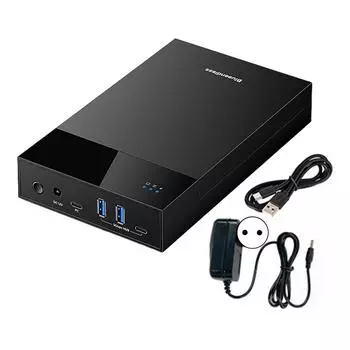 EU Plug 3,5-дюймовый 2,5-дюймовый внешний корпус для жесткого диска Портативный SDD Многопортовый концентратор USB 3.0 на SATA Док-станция для жесткого диска 20T