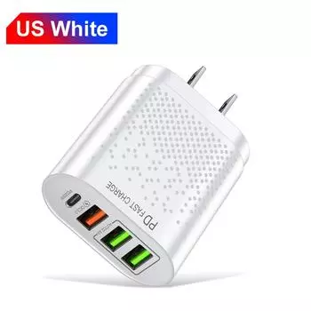 EU/US/KR Plug 20W быстрое зарядное устройство USB Type C быстрая зарядка QC3.0 PD3.0 адаптер для настенного зарядного устройства для iPhone 16 15 ноутбук телефон зарядное устройство White US