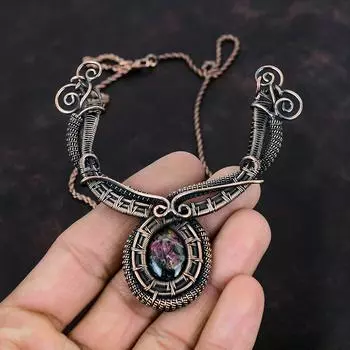 Eudialyte Necklace Copper Wire Wrapped Necklace Gemstone Necklace Handmade Necklace Wonderful Copper Jewelry Gifts For Her Stylish Necklace