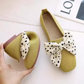 European and American Flat Shoes New Style Soft Sole Breathable Bow Decorated Square Toe Shallow Mouth Women Shoes 37 красный