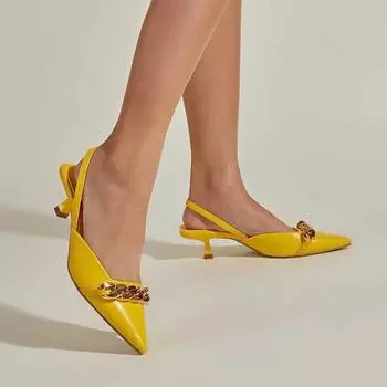 European and American foreign trade large size 2025 spring and summer new pointed head thin heel low heel pointed head niche rear empty belt mixed san 35 белый