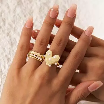 European and American ins style fresh sweet love sticky pearl multi-layer wearing ring set ornament woman