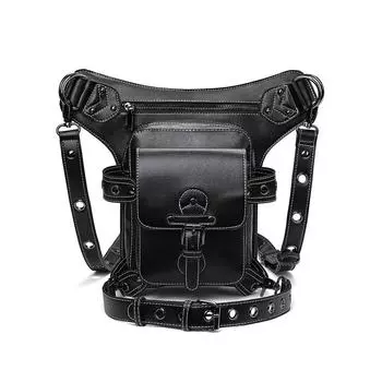 European and American Punk Multi-carry Outdoor Cycling Waist Bag for Women, Creative and Trendy Motorcycle Bag for Men чёрный