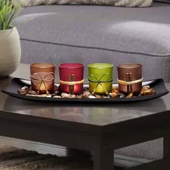 European style candle glass bottle set candle holder leaves wedding decoration ornaments crafts 4 candle holder