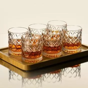 European-Style Wine Glass Watch Competition Whiskey Glass Bar Thickened Transparent Embossed Design Wine Glasses