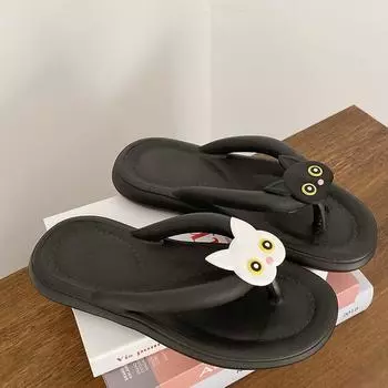 EVA flip-flops women summer wear black slippers light bathroom beach seaside splint sandwich toe swimming cool 36-37 [One size smaller] белый
