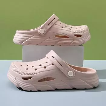 EVA new cool slippers platform beach shoes fashion muffin shoes women indoor home bag head hole shoes women 35-36 розовый