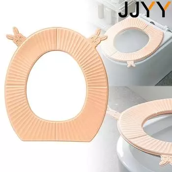 EVA Waterproof Double-handed Cartoon Rabbit Head Folding Toilet Seat Soft Bathroom Cushion O-shaped Toilet Cover Accessories белый