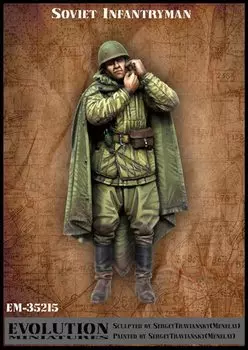 Evolution Miniatures Советская Красная Армия, пехота, ветеран, Вторая мировая война, солдат с подбородочным фиксатором, набор из смолы 1/35 Россия/СССР 1941-1945 EM-35215