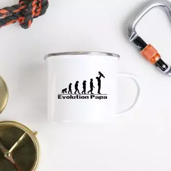 Evolution Papa Enamel Mug White Handled Cup Coffee Tea Enamel Mug Drink Water The Best Original and Fun Father s Day Gifts 360ml
