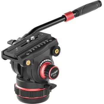 EVUMO V12 Fluid Video Stepless Adjustable Pan Tilt Damping Fluid Tripod Head for DSLR 75mm Fluid Compatible with DJI RS Maximum Load Capacity 10kg