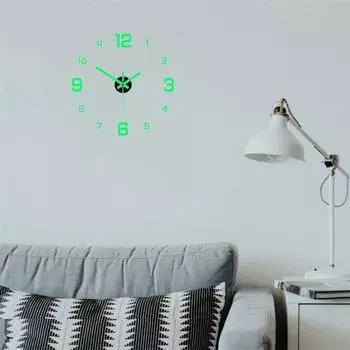 EW European-style Diy Silent Luminous Digital Wall Clock Glow in the dark 40cm g170