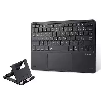Ewin Keyboard Bluetooth Wireless for JIS Japanese Layout with Stand Equipped with Touchpad Lockable Switchable between 2 iOS Devices Rechargeable