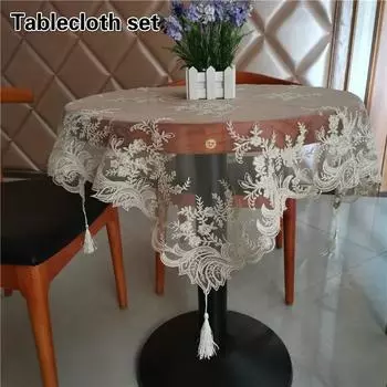 Европейская кружевная вышивка, подвесная скатерть, подставка под приборы, набор для спальни, балкона, кофейного столика, небольшого круглого стола, скатерть, украшение 40x40cm