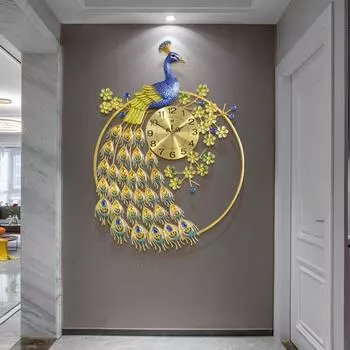 Европейские модные легкие роскошные часы для гостиной, креативные настенные часы с павлином, украшение для дома, художественные часы, горячая распродажа