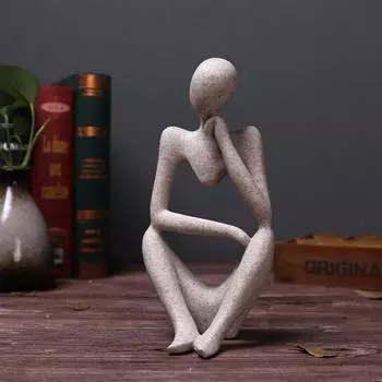 Европейский стиль абстрактная статуя мыслителя скульптура статуэтка домашний офис кабинет винный шкаф украшение подарок Concentrated Thinker золотой