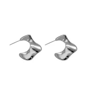 Exaggerated Retro French Geometric Design Gold Earrings Women S Matte Silver High Texture Gold Earrings