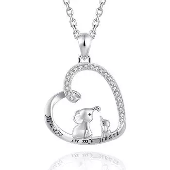 Exquisite Ol Necklace, Fresh And Sweet Elephant Love Design, Often In My Heart Mother S Day Girlfriend Style