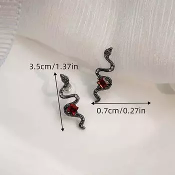 Exquisite Snake Shape Earrings For Women Shining Red Zircon Earrings Personalized Temperament Jewelry Accessories