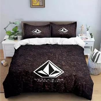 Изысканные комплекты постельного белья с принтом V-VOLCOM Изысканный набор постельных принадлежностей Набор пододеяльника и одеяла Комплект постельного белья Роскошный подарок EU single(135x200cm)