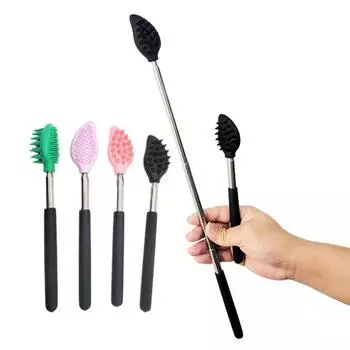 Extendable Back Scratcher Telescopic Backscratcher Nose cleaning Scrubber Silicone Massage Brush зелёный