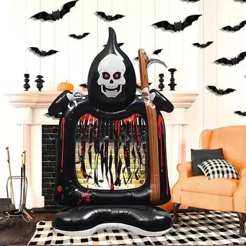 Extra large skull death sickle standing balloon, suitable for Halloween skull decoration, haunted house props Other