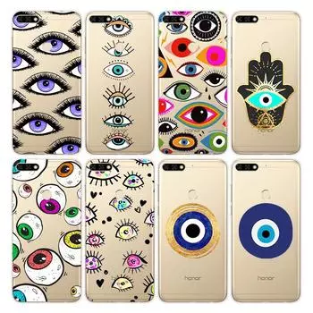Eye Blue Evil Eye Print Silicone Cover For Honor 10X 9X 8X MAX 20 10 9 8 8A 8C 8S Prime 7A Pro Lite Soft Phone Case Honor 7A(5.45inch)