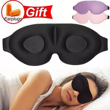 Eye Mask for Sleeping 3D Contoured Cup Blindfold Concave Molded Night Sleep Mask Block Out Light with Women Men with Earplugs чёрный