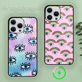 Eyeball Pattern Aesthetic Phone Case For iPhone 15 14 13 12 11 Plus Pro Max Magsafe Magnetic Wireless Charging iPhone14pro