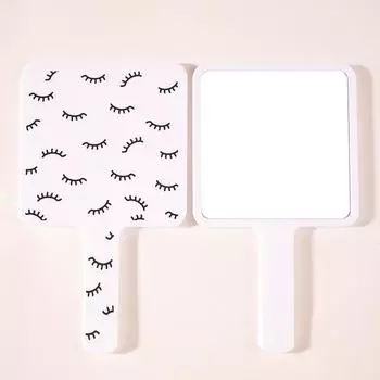 Eyelash Extension Handheld Makeup Mirror Square Vanity Mirror with Plastic Handle Hand High Definition Mirror Beauty Accessories 9*15.8cm белый